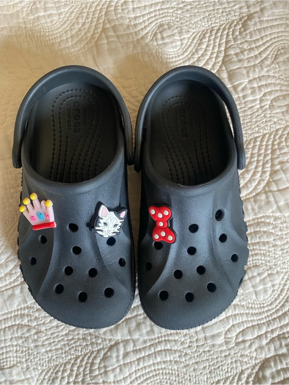 CROCS Kids Black Clogs with Colorful Decorative Charms